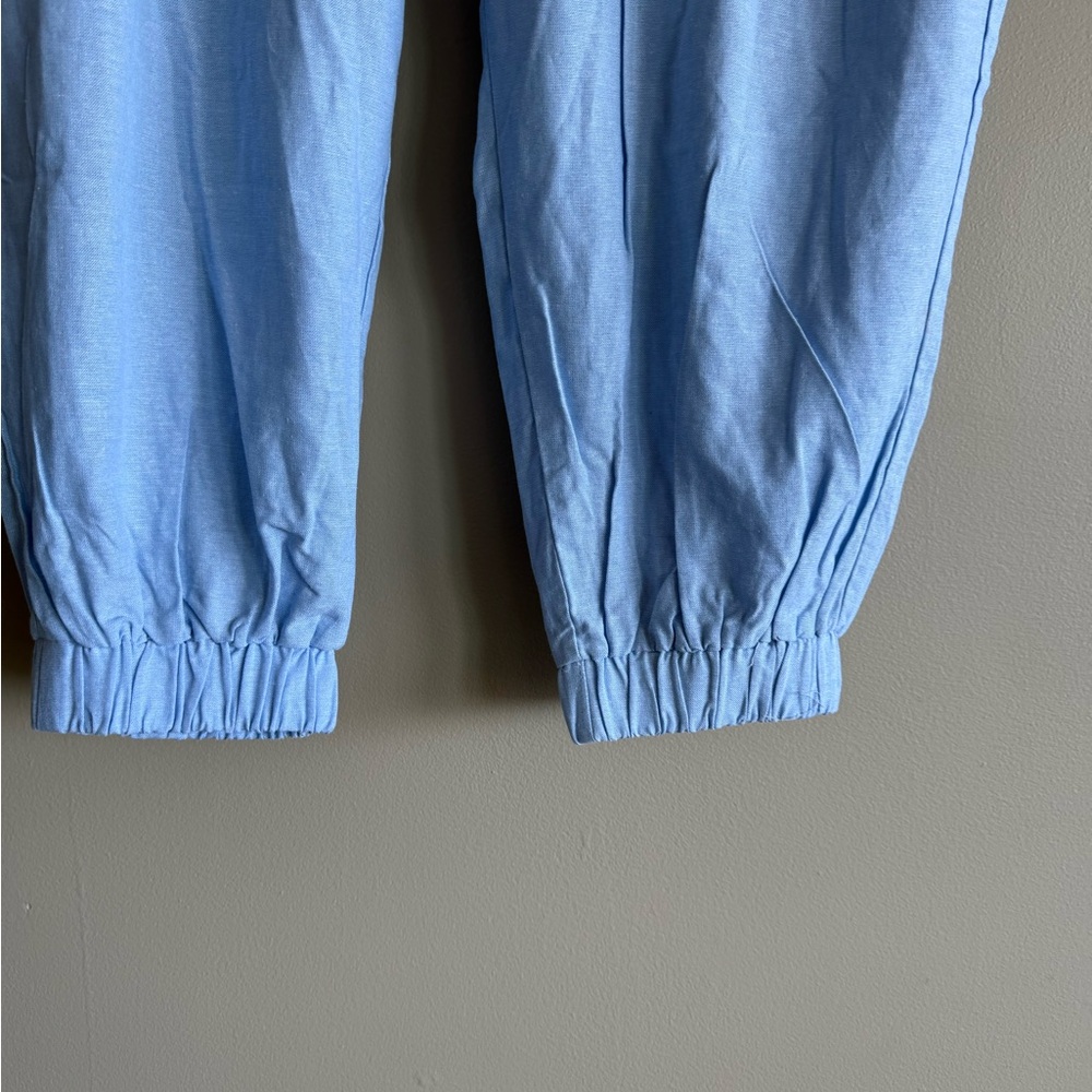 NWT Serra Blue Linen Elastic Waistband Jogger Pants - Picture 3 of 10